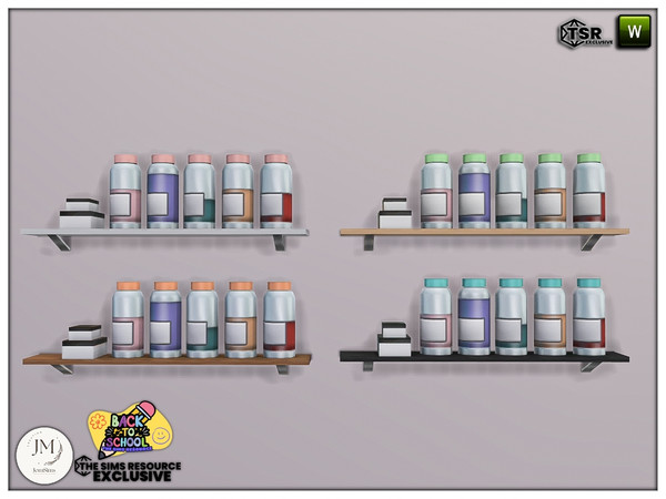 Sims 4 — back to school deku deco shelf large1 by jomsims — Back to school. but art school inspiration.