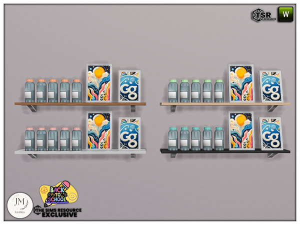 Sims 4 — back to school deku deco shelf large3 by jomsims — Back to school. but art school inspiration.