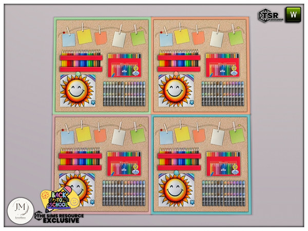 Sims 4 — back to school deku walls deco2 by jomsims — Back to school. but art school inspiration.