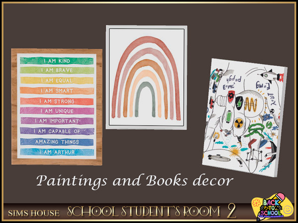 Sims 4 — [Sims House] Pictures and Books decor | SCHOOL STUDENT'S ROOM 2 by Sims_House — SCHOOL STUDENT'S ROOM 2: