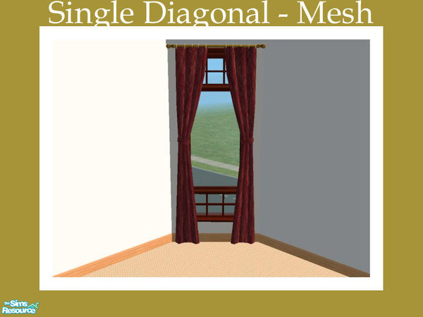 Sims 2 — Luxury Fit Curtains - Single Diagonal by Shakeshaft — Part of a New Mesh Set of a Single and Double Curtain, set