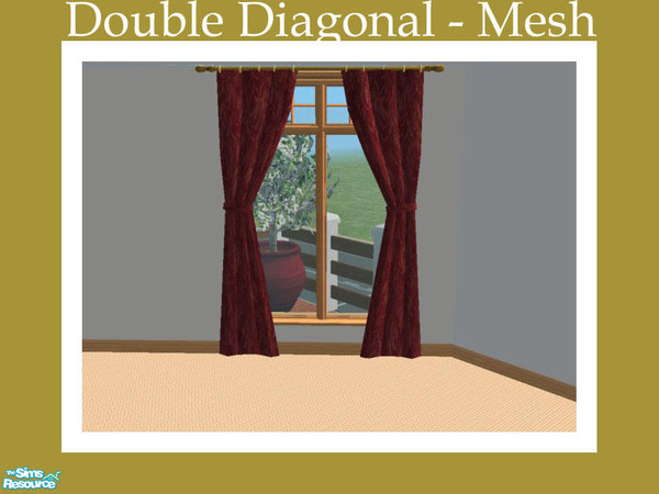 Sims 2 — Luxury Fit Curtains - Double Diagonal by Shakeshaft — Part of a New Mesh Set of a Single and Double Curtain, set