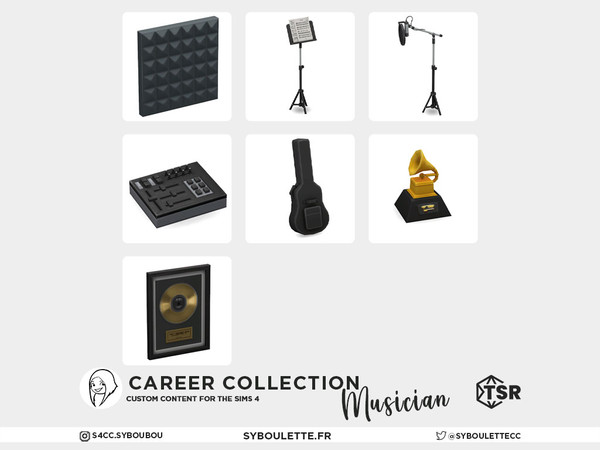 Sims 4 — Career Collection - Musician - Grammy Award by Syboubou — Unleash your Sims inner rockstar with this new cc set
