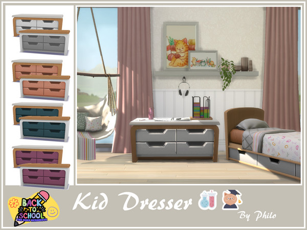 Sims 4 — Philo_Sweet School Days Kid Dresser by philo — This maxis match children's room set offers them an ideal setting