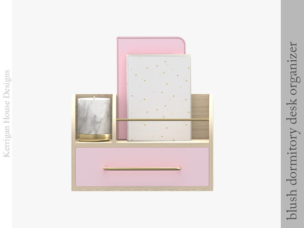 Sims 4 — Blush Dormitory Desk Organizer by kerriganhouse — A sweet and soft dormitory set, perfect for the most stylish
