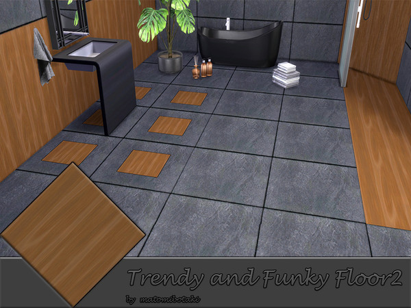 Sims 4 — Trendy and Funky Floor2.package by matomibotaki — Modern tile floors partly combined with wood give every