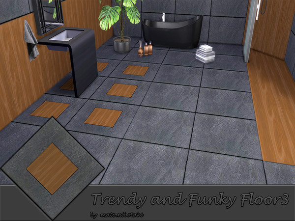Sims 4 — Trendy and Funky Floor3.package by matomibotaki — Modern tile floors partly combined with wood give every