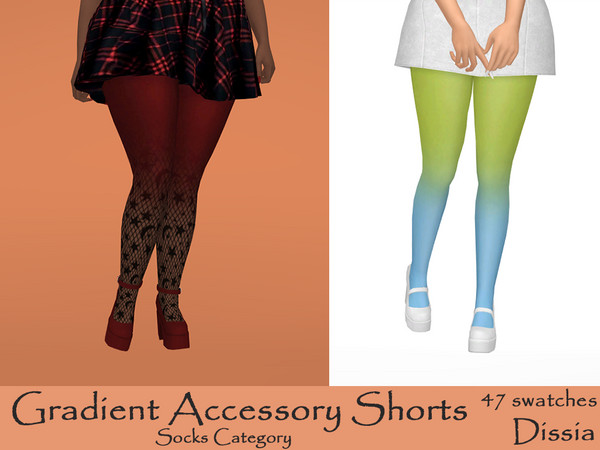 Sims 4 — Gradient Accessory Shorts by Dissia — Kind of an accessory shorts - a gradient overlay to mix with some tights -