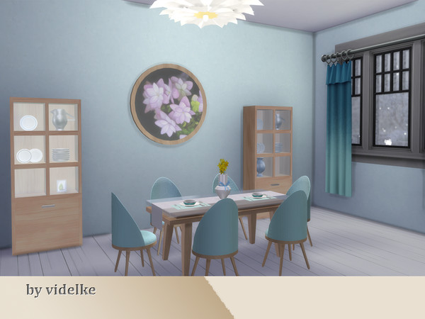 Sims 4 — Fresh Breeze Plate by videlke2 — Soft, modern dining room. The set consists of