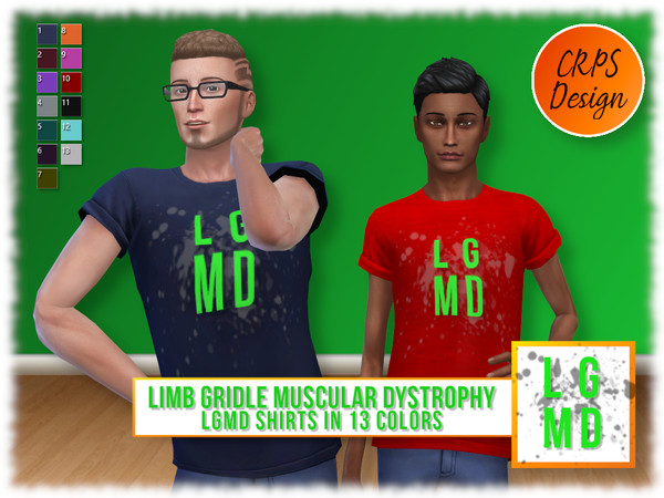 Sims 4 — LGMD awareness shirts - LGMD by Stephanie_Mey1991 — This set contains three LGMD (Limb gridle muscular
