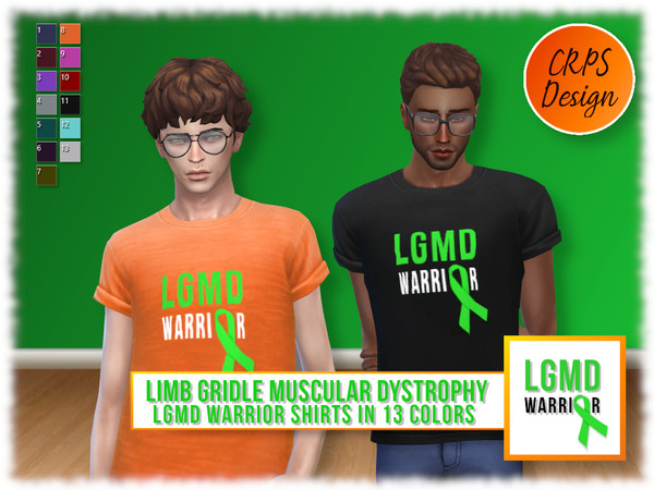 Sims 4 — LGMD awareness shirts - warrior by Stephanie_Mey1991 — This set contains three LGMD (Limb gridle muscular
