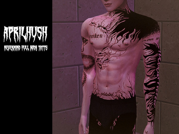 Sims 4 — [aprilhush] nevermind full body tatts by aprilhush — 7 options