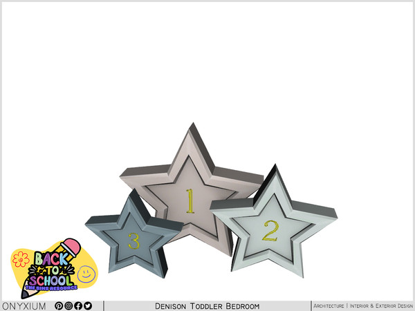 Sims 4 — Denison Decor Triple Framed Stars by Onyxium — Onyxium@TSR Design Workshop Toddler Bedroom Collection - Belong