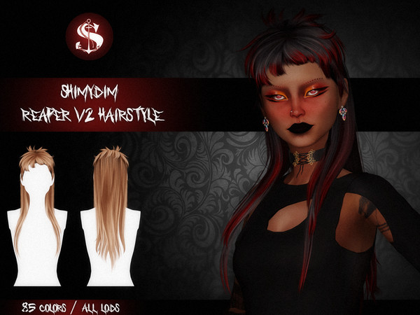 Sims 4 — [PATREON] Reaper Hairstyle V2 by Shimydimsims — Hi I hope you will like this hair, it's a long mullet inspired