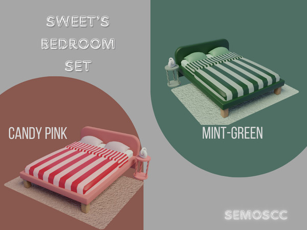 Sims 4 — [SCC] Sweet's Bedroom Double Bed by semoscc — Very special name, Sweet. A cute bedroom set, enjoy it. :)