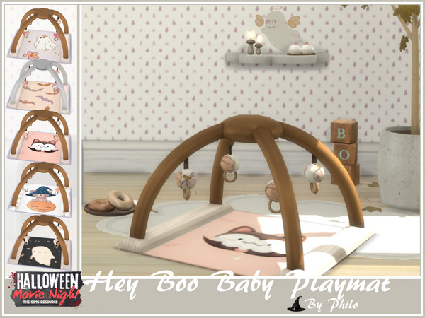 Sims 4 — Philo_Hey Boo Baby Playmat by philo — While older Sims celebrate Halloween, babies and toddlers sleep in their