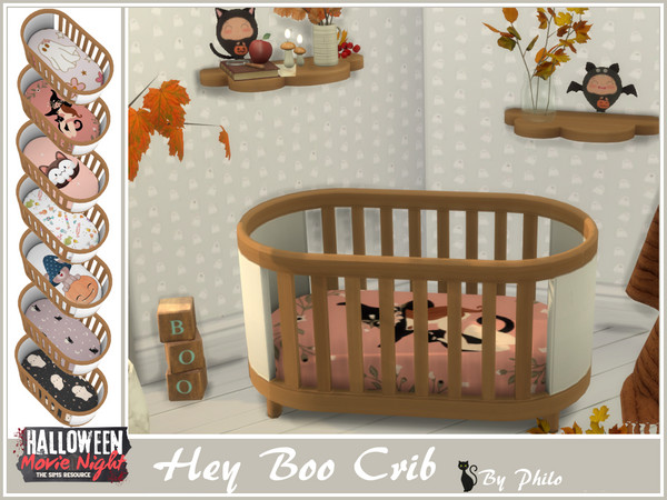 Sims 4 — Philo_Hey Boo Crib by philo — While older Sims celebrate Halloween, babies and toddlers sleep in their rooms