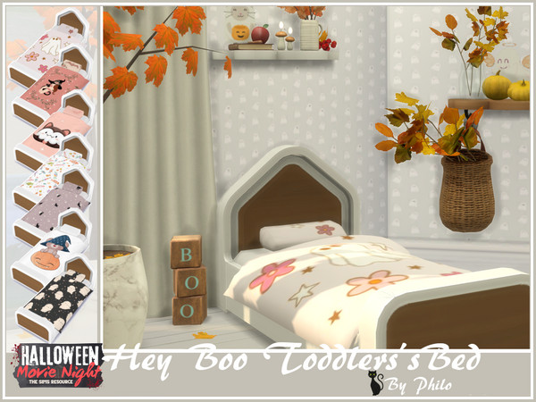 Sims 4 — Philo_Hey Boo Toddler's Bed by philo — While older Sims celebrate Halloween, babies and toddlers sleep in their