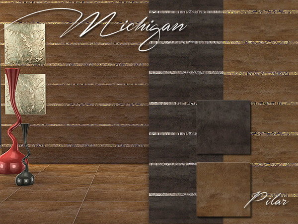 Sims 4 — Michigan Floor by Pilar — contemporary and bold style, with gold and silver accents