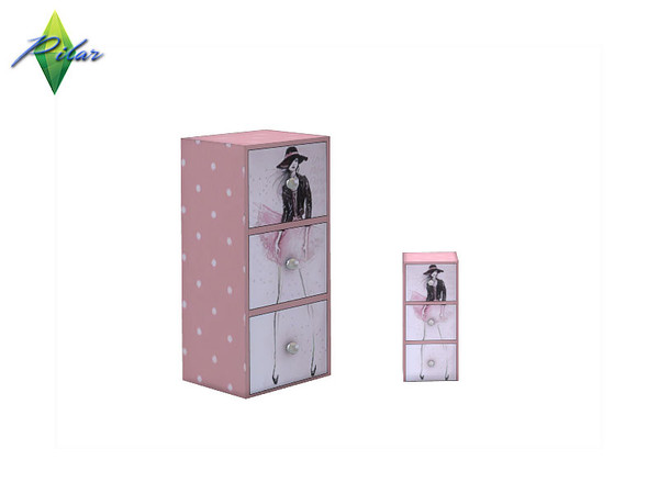 Sims 4 — Fashion Decorative drawers by Pilar — Modern bedroom with a touch of blush