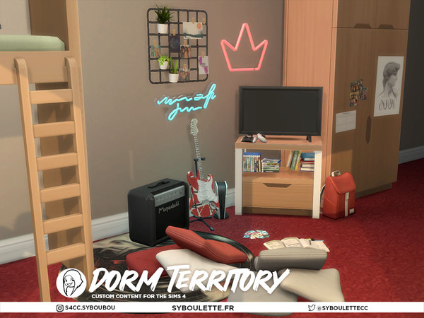 Sims 4 — Dorm Territory - Wall guitar by Syboubou — This is the ultimate customizable haven for young Sims with a new