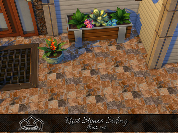 Sims 4 — Rust Stones Siding floor2 by Emerald — Use this natural rustic stone to create a unique accent wall.(floor set)