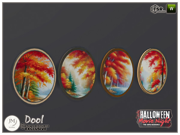 Sims 4 — Halloween_Movie_Night doo  wall paintings2 by jomsims — Halloween horror movie doo set in 3 part.