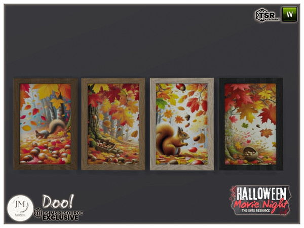Sims 4 — Halloween_Movie_Night doo wall paintings by jomsims — Halloween horror movie doo set in 3 part.