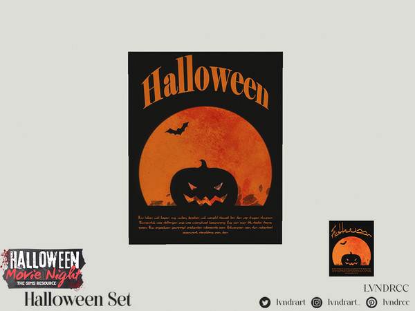 Sims 4 — (LVNDR) Halloween Pumpkin Poster by LVNDRCC — Set of small colourful Halloween decorations in bright Autumn