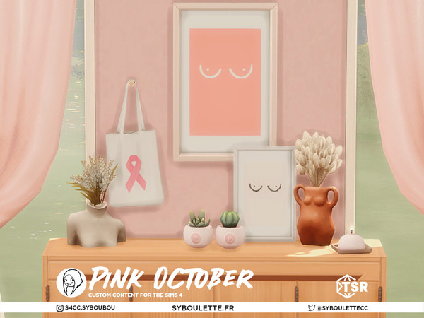 Sims 4 — Pink October - Wall Art print by Syboubou — Introducing the Pink October custom content set, specially crafted