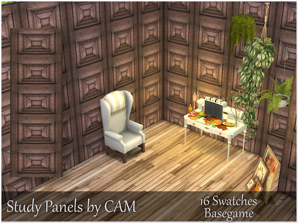 Sims 4 — Study Panels by coll22 — A set of square-carved wooden panels.