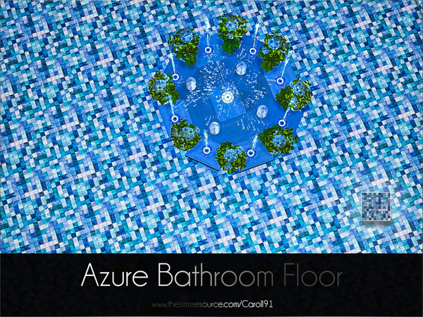 Sims 4 — Azure Bathroom Floor by Caroll912 — A single recolour tiled wall in aqua tones and various shades of blue.