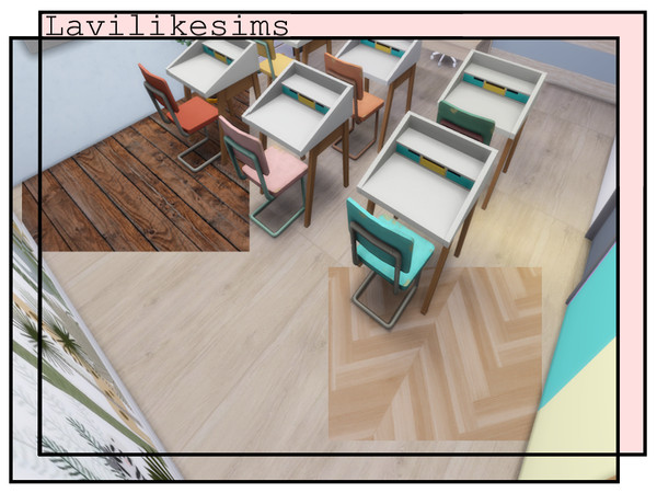 Sims 4 — Trio of Wood Floors by lavilikesims — 3 floors with 3 colourways each