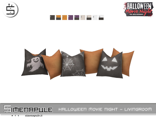 Sims 4 — Halloween Movie Night - Cushions Sofa by Simenapule — Halloween Movie Night - Livingroom