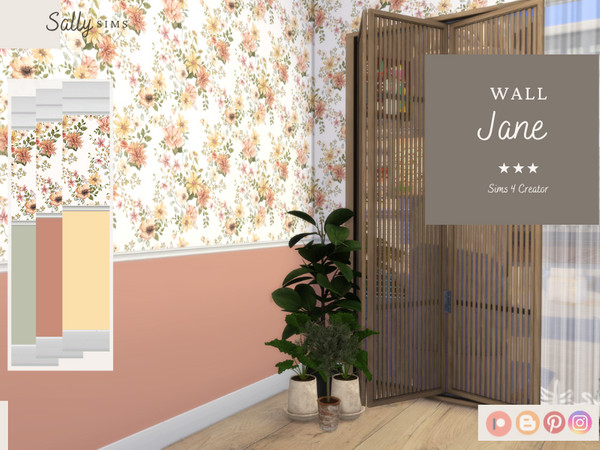 Sims 4 — Wall - Jane by SallySims_cc — Tree Floral Walls.