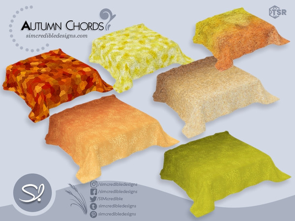Sims 4 — Autumn Chords Bed Cover 2 by SIMcredible! — These lovely autumn warm colors motivated us to create to your sims