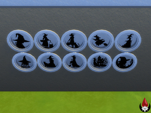 Sims 4 — Witchy Silhouettes - White [DS] by Dark Song — Window with Silhouettes of Witches.
