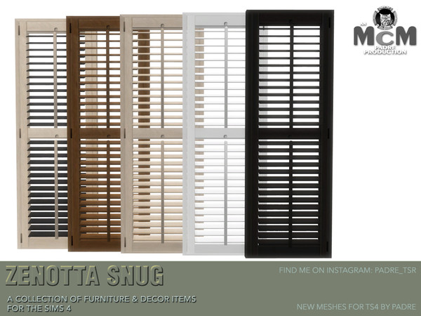 Sims 4 — Zenotta Snug Single Pane Plantation Shutters sml B II by Padre — Slide into the syrupy comfort of the calming