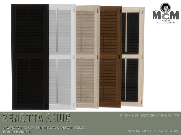Sims 4 — Zenotta Snug Single Pane Plantation Shutters sml A II by Padre — Slide into the syrupy comfort of the calming