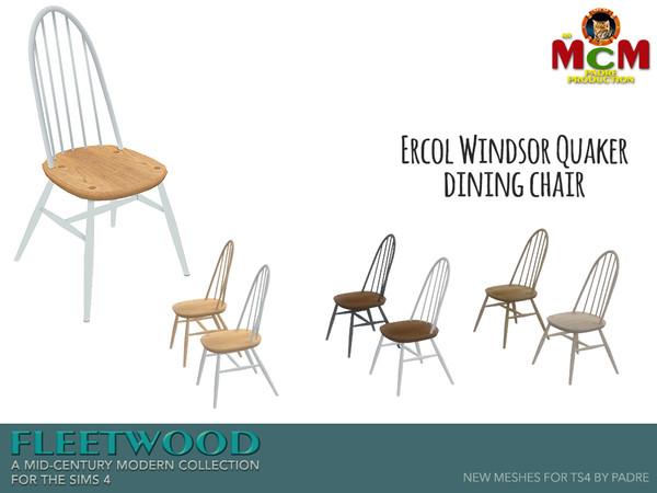 Sims 4 — Fleetwood Ercol Windsor Quaker Dining Chair by Padre — The perfect addition to any home, this Quaker dining