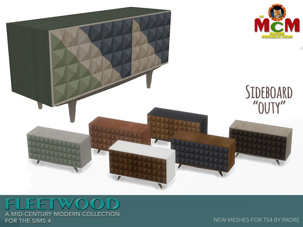 Sims 4 — Fleetwood Sideboard  by Padre — The "inny" version of the mid-century classic design, the