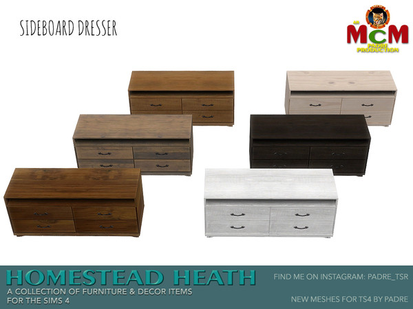 Sims 4 — Homestead Heath Sideboard Dresser by Padre — Homestead Heath... This set is a departure from my norm. A warm and