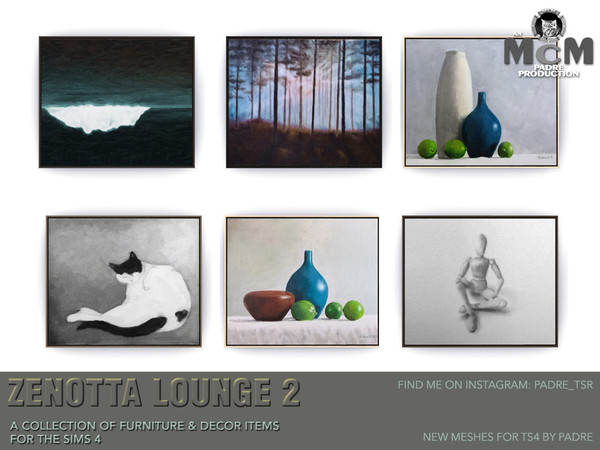 Sims 4 — Zenotta Still Life Paintings and Sketches by Padre by Padre — Contemporary and cool, this set of stylish