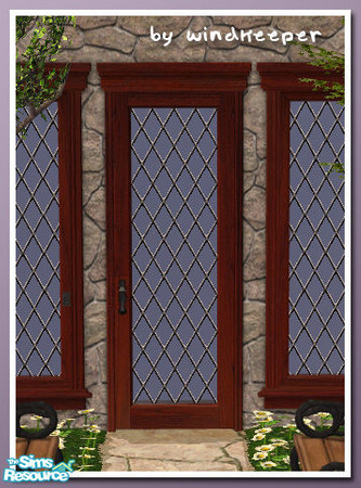 Sims 2 — OpenMe glass door diag by Windkeeper — Diagonal version of the door. Uses all colors of Maxis OpenMe door from