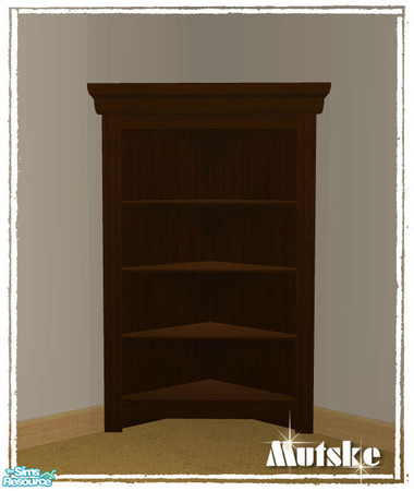 Sims 2 — Experia Cornercabinet 5 slots Darkwood by Mutske — Corner Cabinet Recolor