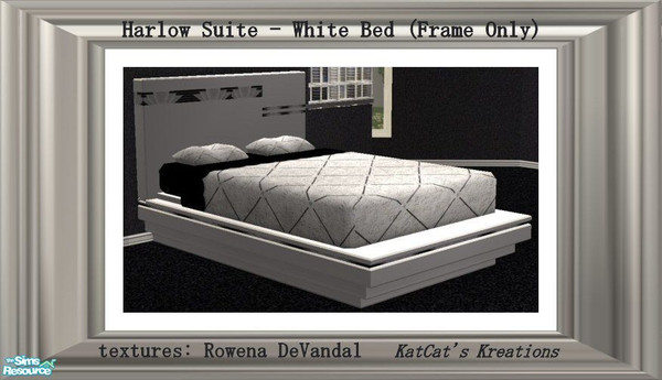 Sims 2 — Harlow Suite - White Bed Frame by KatCat — Recolor of \"A Luxurious Night\'s Sleep\" double bed from