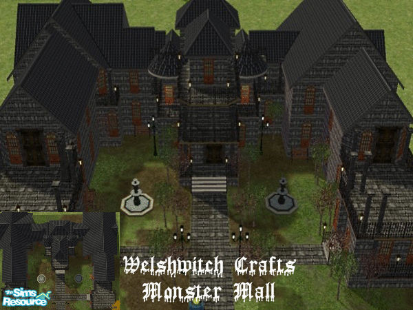 Sims 2 — Monster Mall by WelshWitch — A dark & creepy community lot, unfurnished, ready for you to turn into anything
