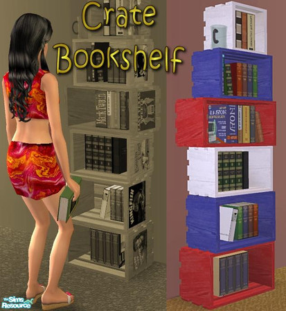 Sims 2 — Crate Bookshelves - Crates Color 3 by Dr Pixel — A very low-budget bookshelf, made by stacking up old produce