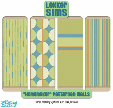 Sims 2 — Homemaker Patterned Walls I by Lekker Sims — Coordinate your home with the Lekker Sims "Homemaker"