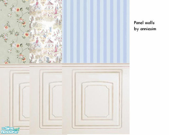 Sims 2 — Panel wall set by annefranzen — First part of my panel wall collection. Includes three different wall papers and